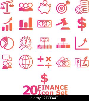Colored finance icons set Vector Stock Vector