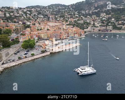 Villefranche-sur-Mer France drone , aerial , view from air Stock Photo