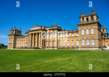 View of the south façade of Blenheim Palace from the South Lawn, in Woodstock, Oxfordshire, England, UK Stock Photo