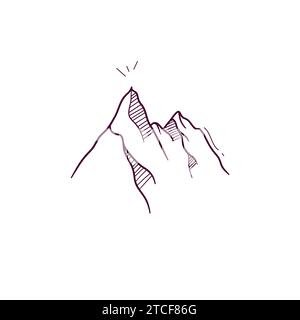 Hand Drawn illustration of mountain icon. Doodle Vector Sketch Illustration Stock Vector