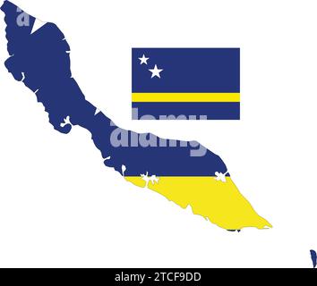 Curacao Map and Flag Stock Vector