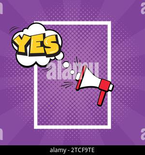 Colored comic page with pop art megaphone sketch Vector Stock Vector