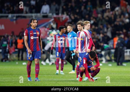 Barcelona, Spain. 10th Dec, 2023. Barcelona players disappointed after the defeat at the LaLiga EA Sports match between FC Barcelona and Girona FC at Stock Photo