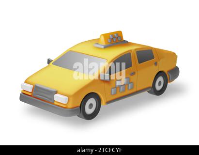 3D Taxi Car Sedan Isolated on White Stock Vector