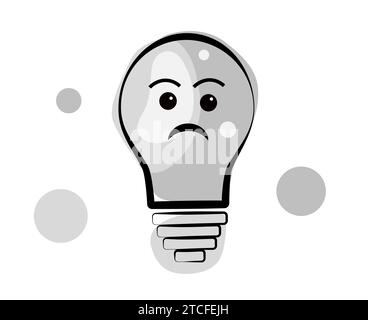 Sad light bulb on white background Stock Vector