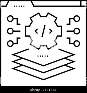 full stack designer line icon, outline symbol, vector illustration ...