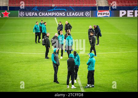 Madrid, Madrid, Spain. 12th Dec, 2023. Lazio's players seen during field recognition a day before the Champions League football match between Atletico Madrid and Lazio at Metropolitano Stadium in Madrid, Spain. (Credit Image: © Alberto Gardin/ZUMA Press Wire) EDITORIAL USAGE ONLY! Not for Commercial USAGE! Stock Photo