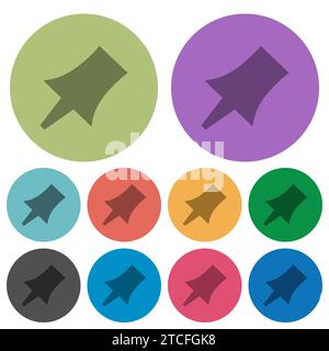 Push pin solid darker flat icons on color round background Stock Vector