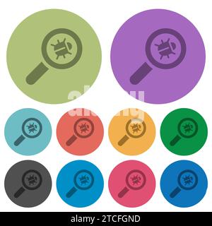 Bug tracking darker flat icons on color round background Stock Vector
