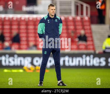 12th December 2023; Bet365 Stadium, Stoke, Staffordshire, England; EFL Championship Football, Stoke City versus Swansea City; Ryan Shawcross watches the warm up Stock Photo