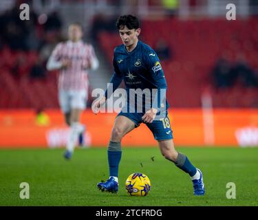 12th December 2023; Bet365 Stadium, Stoke, Staffordshire, England; EFL Championship Football, Stoke City versus Swansea City; Charlie Patino of Swansea City Stock Photo