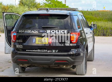 Miami, Florida, USA - 1 December 2023: Police patrol cruiser 4x4 vehicle operated by the Miami Beach police department Stock Photo