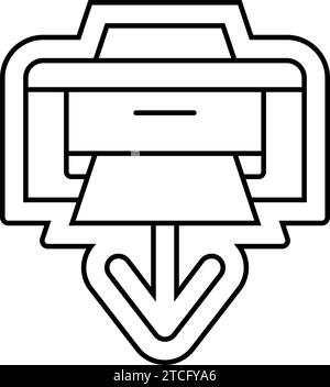 printer loading document line icon vector. printer loading document ...