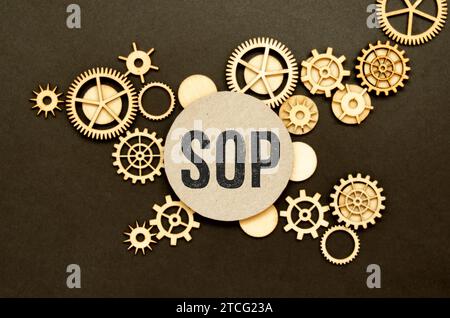 SOP wooden text on white notepad. Standard operating procedure concept Stock Photo