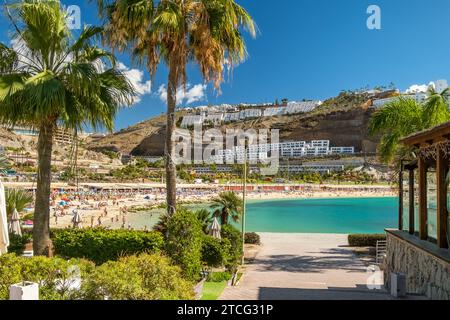 Playa de Amadores beach on Gran Canaria, Canary Islands, Spain. Stock Photo