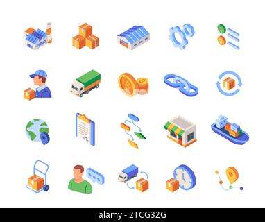 Supply chain color icons vector set Stock Vector