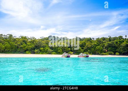 Similan islands - November 10, 2023: Cruise yachts and boats near the Similan Islands - most famous islands with paradise views Stock Photo