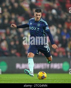 Leeds United's Joel Piroe during the Sky Bet Championship match at the Stadium of Light, Sunderland. Picture date: Tuesday December 12, 2023. Stock Photo