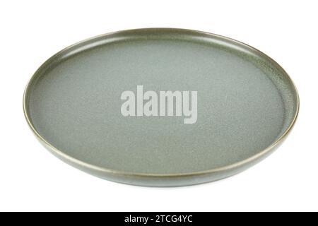 Ancient style green empty plate isolated on white background. Stock Photo