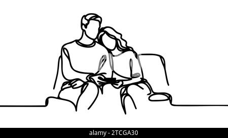 Continuous Line Drawing Sitting Man Watching Stock Vector (Royalty Free)  1316888711 | Shutterstock