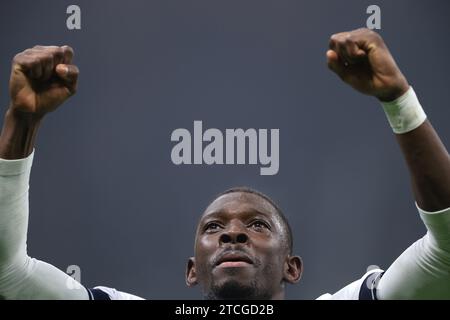Milan, Italy. 12th Dec, 2023. Hamari Traore of Real Sociedad reacts as the team celebrates first place in the group following the 0-0 draw in the UEFA Champions League match at Giuseppe Meazza, Milan. Picture credit should read: Jonathan Moscrop/Sportimage Credit: Sportimage Ltd/Alamy Live News Stock Photo