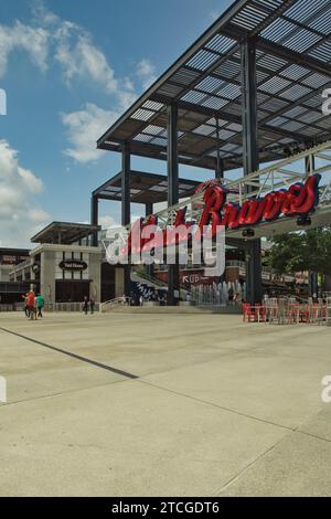 Atlanta, GA, USA: June 12,2021-An entrance to Truist Stadium in Atlanta, Georgia. The stadium is a ballpark and the home field of Major League Basebal Stock Photo