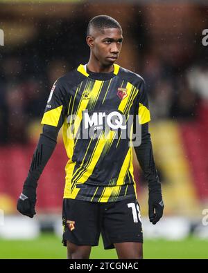Watford's Yaser Asprilla in action during the Watford FC v Ipswich Town FC skybet EFL Championship match at Vicarage Road, Watford, United Kingdom on 12 December 2023 Credit: Every Second Media/Alamy Live News Stock Photo