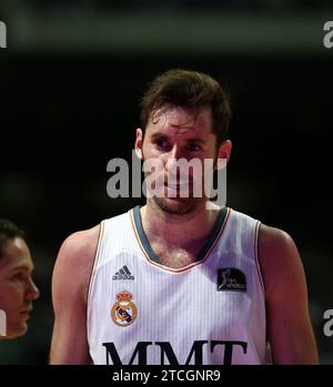 MADRID. December 29, 2013. Rudy Fernández in action during the ACB league match between Real Madrid and Barcelona at the Palacio de los Deportes in Madrid. Image Oscar del Pozo ARCHDC. Credit: Album / Archivo ABC / Oscar del Pozo Stock Photo