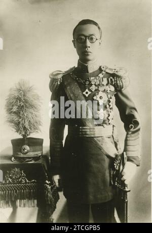 12/31/1933. Recent portrait of Emperor Kangade of Manchukuo in full dress uniform. Credit: Album / Archivo ABC Stock Photo