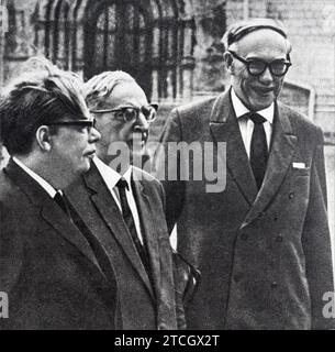 Soviet Russian scientists. N. Bogoliubov, Moushvilishvili, M. Lavrenties, M. Keldysh. Stock Photo