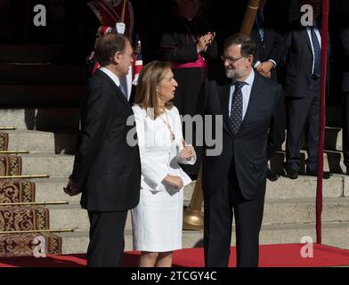 Madrid, 11/17/2016. Their Majesties the Kings, King Felipe VI and Queen Letizia, accompanied by Their Royal Highnesses, the Princess of Asturias, Leonor, and the Infanta Doña Sofía, preside over the solemn opening of the XII Legislature, a joint session of the Cortes Generales in The deputies congress. Photo: Ignacio Gil. ARCHDC. Credit: Album / Archivo ABC / Ignacio Gil Stock Photo