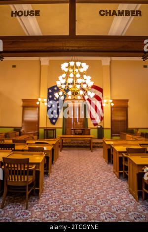 Phoenix, AZ, USA - Nov 3, 2022: The large meeting hall of House Chamber in Arizona State Capitol Stock Photo