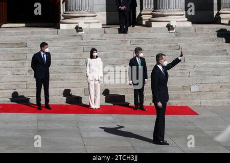 Madrid, 02/23/2021. Institutional act on the occasion of the 40th anniversary of the attempted coup d'état of 23F in the Congress of Deputies chaired by HM the King, Felipe VI. Photo: Jaime García. ARCHDC. Credit: Album / Archivo ABC / Jaime García Stock Photo