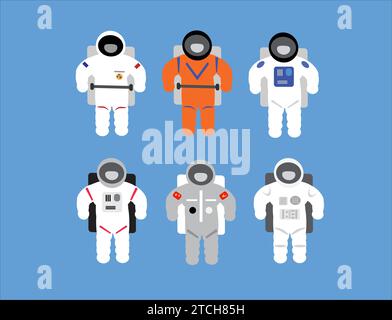 Astronaut set pack simple design. Vector editable isolated sticker. Stock Vector