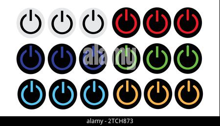 Power on off button symbol icon set pack. Simple design vector editable isolated Stock Vector