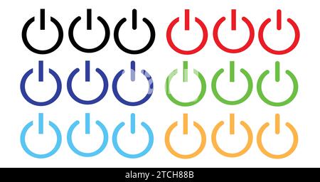Power on off symbol icon set pack. Simple design vector editable isolated Stock Vector