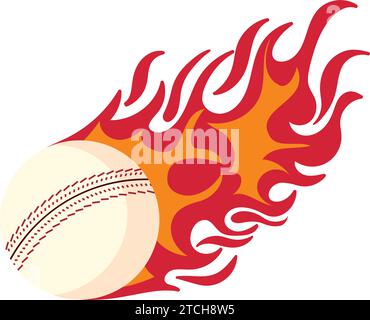cricket ball on fire Stock Vector