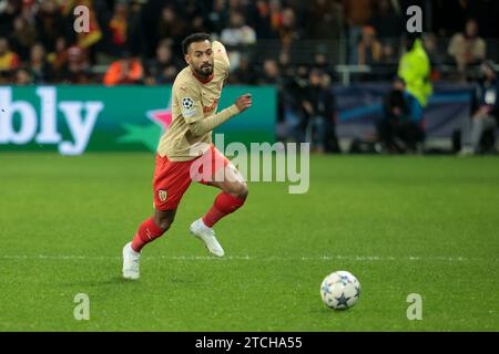 Lens, France. 12th Dec, 2023. Angelo Fulgini of Lens during the UEFA Champions League, Group B football match between RC Lens and Sevilla FC on December 12, 2023 at Bollaert-Delelis stadium in Lens, France - Photo Jean Catuffe/DPPI Credit: DPPI Media/Alamy Live News Stock Photo