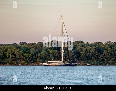 expensive sail boat off the coast of shelter island, ny Stock Photo