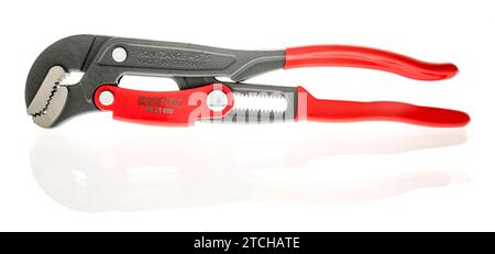 Winneconne, WI - 2 December 2023: A package of Knipex rapid adjust Swedish pipe wrench on an isolated background Stock Photo