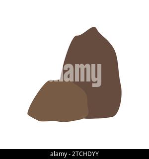 Cartoon brown stone stones and boulders, vector gravel and cobblestones. Flat vector illustration. Stock Vector