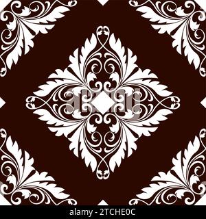 Floral pattern. Wallpaper baroque, damask. Seamless vector background. Brown and white ornament. Stock Vector