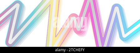 Holographic glossy zig-zag stripe geometric abstract tech background. Vector art colorful banner design Stock Vector