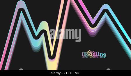 Holographic glossy zig-zag stripe geometric abstract tech background. Vector art colorful design Stock Vector
