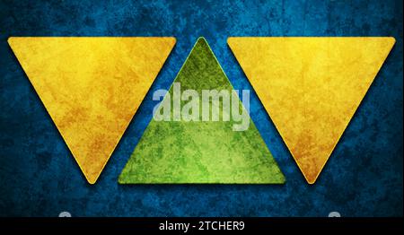 Green and yellow triangles abstract grunge textural background. Geometry vector design Stock Vector