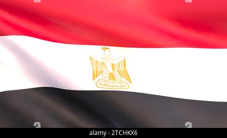 3D render - Egypt flag fluttering in the wind. Stock Photo