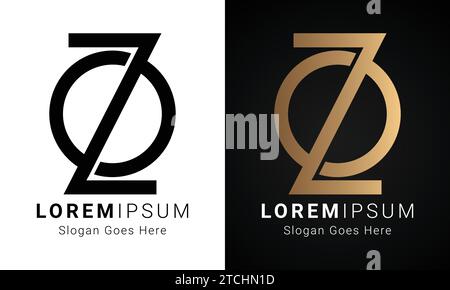 Luxury Initial ZQ or QZ Monogram Text Letter Logo Design Stock Vector