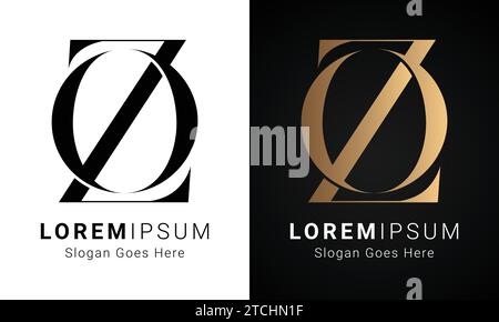 Luxury Initial ZQ or QZ Monogram Text Letter Logo Design Stock Vector
