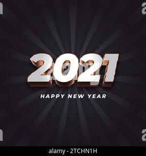 Happy new year 2021. Holiday vector with metallic numbers 2021. Festive design templates, greeting cards, posters, banners. Vector Illustration Stock Vector