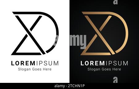 Luxury Initial XD or DX Monogram Text Letter Logo Design Stock Vector